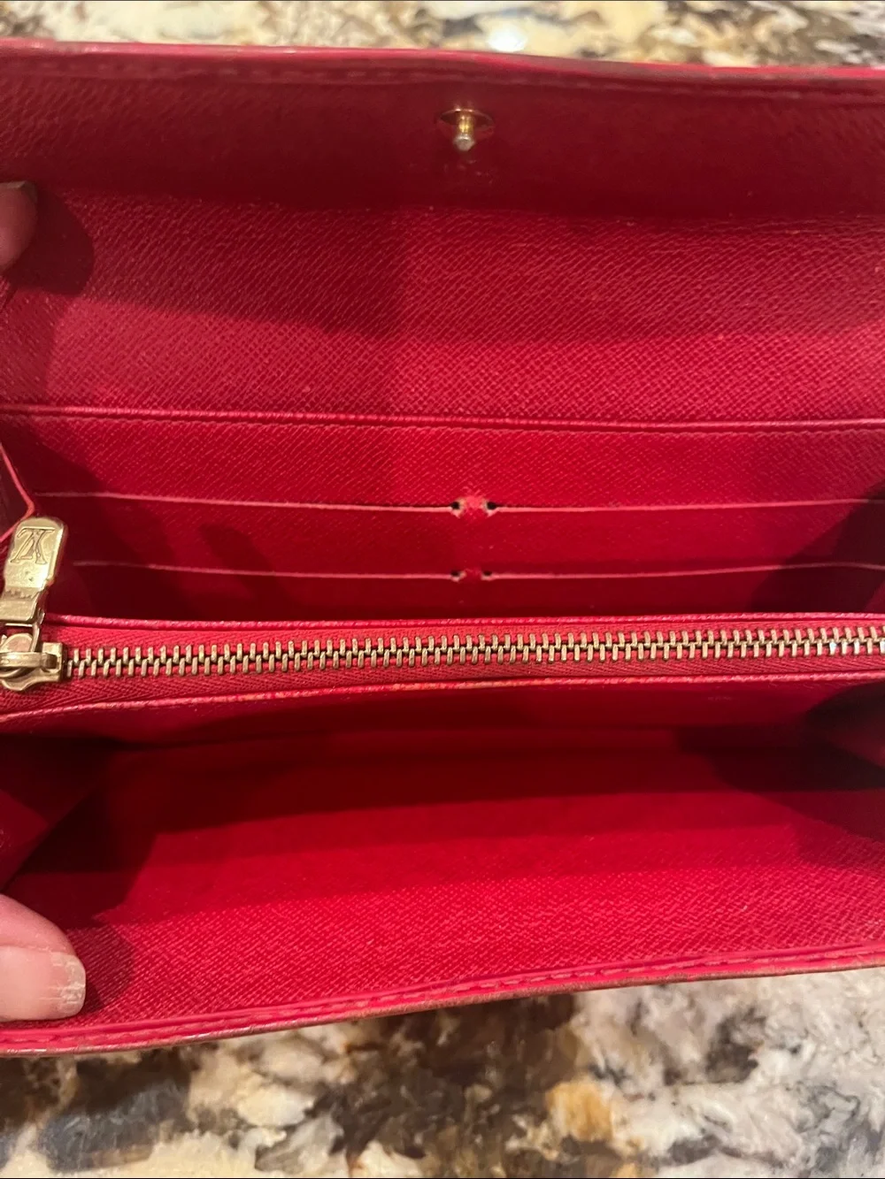 Louis Vuitton EPI Red Textured Fold-Over Women's Wallet